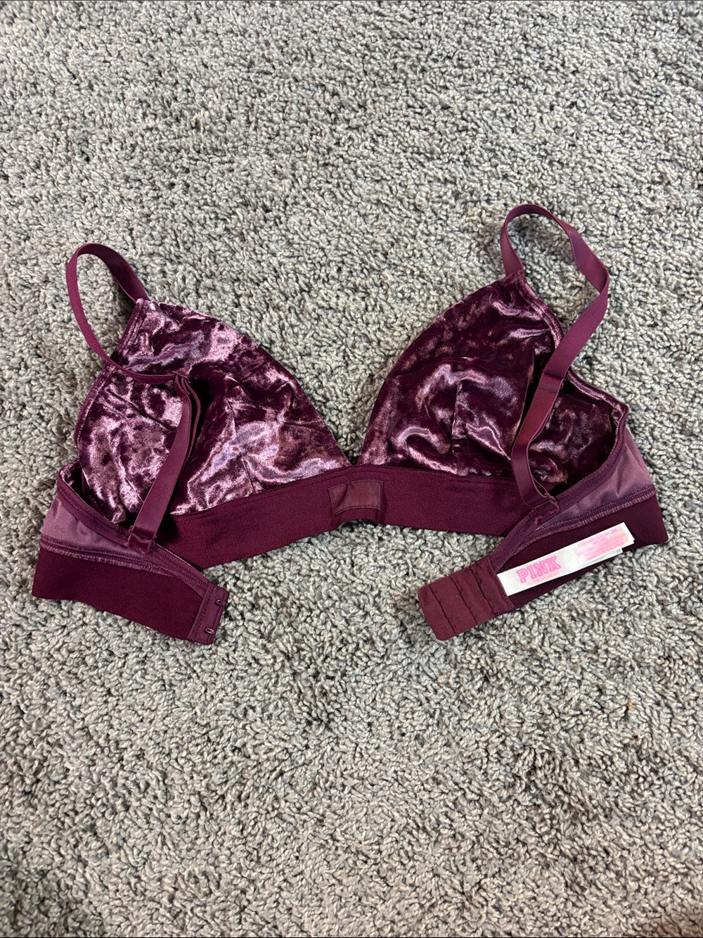PINK Victoria's Secret Velvet Triangle Bralette in Burgundy